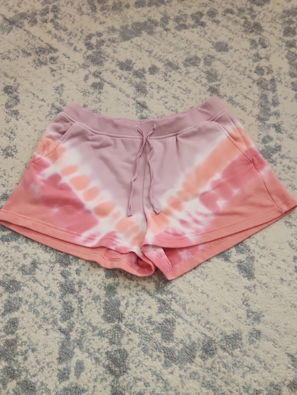 Lou & Grey Pink and Peach Tie-Dye Athletic Lounge Shorts